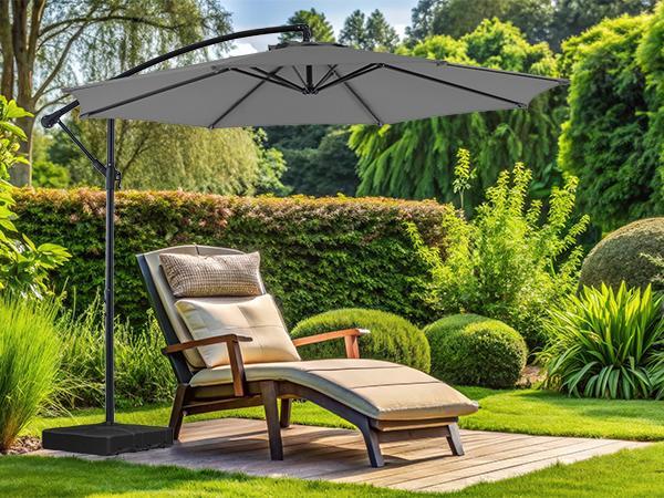 9.8FT Offset Patio Umbrella Hanging Cantilever Umbrella - Outdoor Sun Shade with Easy Tilt Adjustment, 8 Ribs, UV Protection