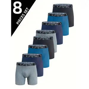 8pcs Of Men'S Solid Color Letter-embellished Waist Boxer Briefs, Soft, Comfortable And Breathable Stretch Briefs, Athleisure Briefs. Menswear Sport Socks Beige