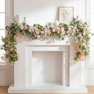 66.93-Inch Eucalyptus Cherry Blossom Hanging Vine Decor, 60-Head Artificial Vine for Room & Party, Home Wedding, Birthday & Christmas