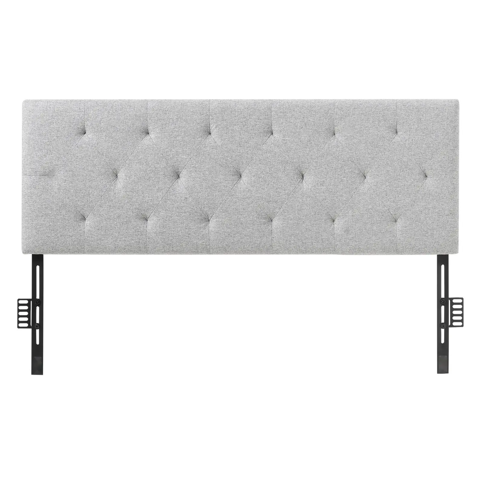 Full Size Upholstered Headboard With Adjustable Height, Diamond Tufted Design For Full Size Bed, 56.3-Inch Wide, Height Range 35.6 To 47.4 Inches, Ideal For Bedroom, Hotel, Homestay, Dormitory, Light Grey Fabric, Easy Assembly