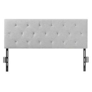 Full Size Upholstered Headboard With Adjustable Height, Diamond Tufted Design For Full Size Bed, 56.3-Inch Wide, Height Range 35.6 To 47.4 Inches, Ideal For Bedroom, Hotel, Homestay, Dormitory, Light Grey Fabric, Easy Assembly
