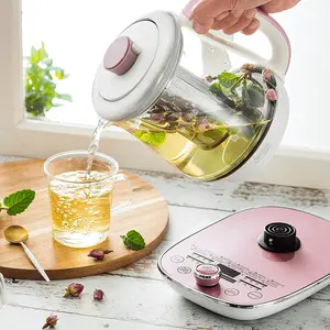 AROMA Multi Function Glass Electric Water Kettle Healthy Tea Kettle Delay Timer, 1.5L, AWK-701, Rose Gold Thermo Pot Household Appliances