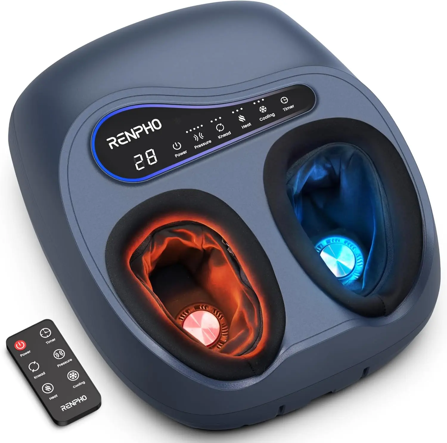 RENPHO Thermacool 2-in-1 Foot Massager with Heat & Cold, 3 Kneading & 5 Compression for Neuropathy and Plantar Fasciitis, Gifts for Men and Women, Up to Men's US Size 13