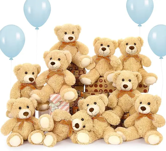 MaoGoLan Bulk Teddy Bear Baby Shower, 10 Packs Small Teddy Bear Stuffed Animals in Bulk,13.5" Small Stuffed Bears Plush for Wedding,Birthday,Christmas, Party Decorations, Valentine's Day #Summervibes