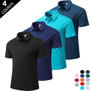 Men's Four-Pack Short-Sleeve Polo Shirts with Turn-Down Collar Quick-Drying Breathable Skin-Friendly Wrinkle-Resistant Anti-Pilling Non-Shrinkable for Office Wear - Top, Menswear fathersdaygift