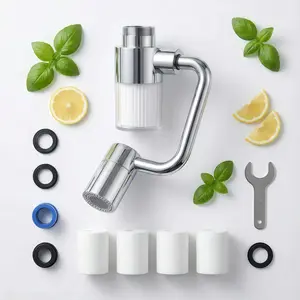 Multi-dimensional 360° rotation 1440° rotatable filtered faucet aerator extender, easy full angle control, rotating faucet aerator extender, reduce chlorine in bathroom/kitchen skin face eyewash with 2 mode splash water, swivel faucet extender