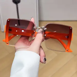 ShineThru 1-Pair Rimless Y2K Gradient Square Eyeglasses - Luxury Unisex Fashion Eyewear with UV Protection, Full Rim Option, Suitable for Holiday Parties and Daily Wear, Boosts Individuality and Visual Comfort