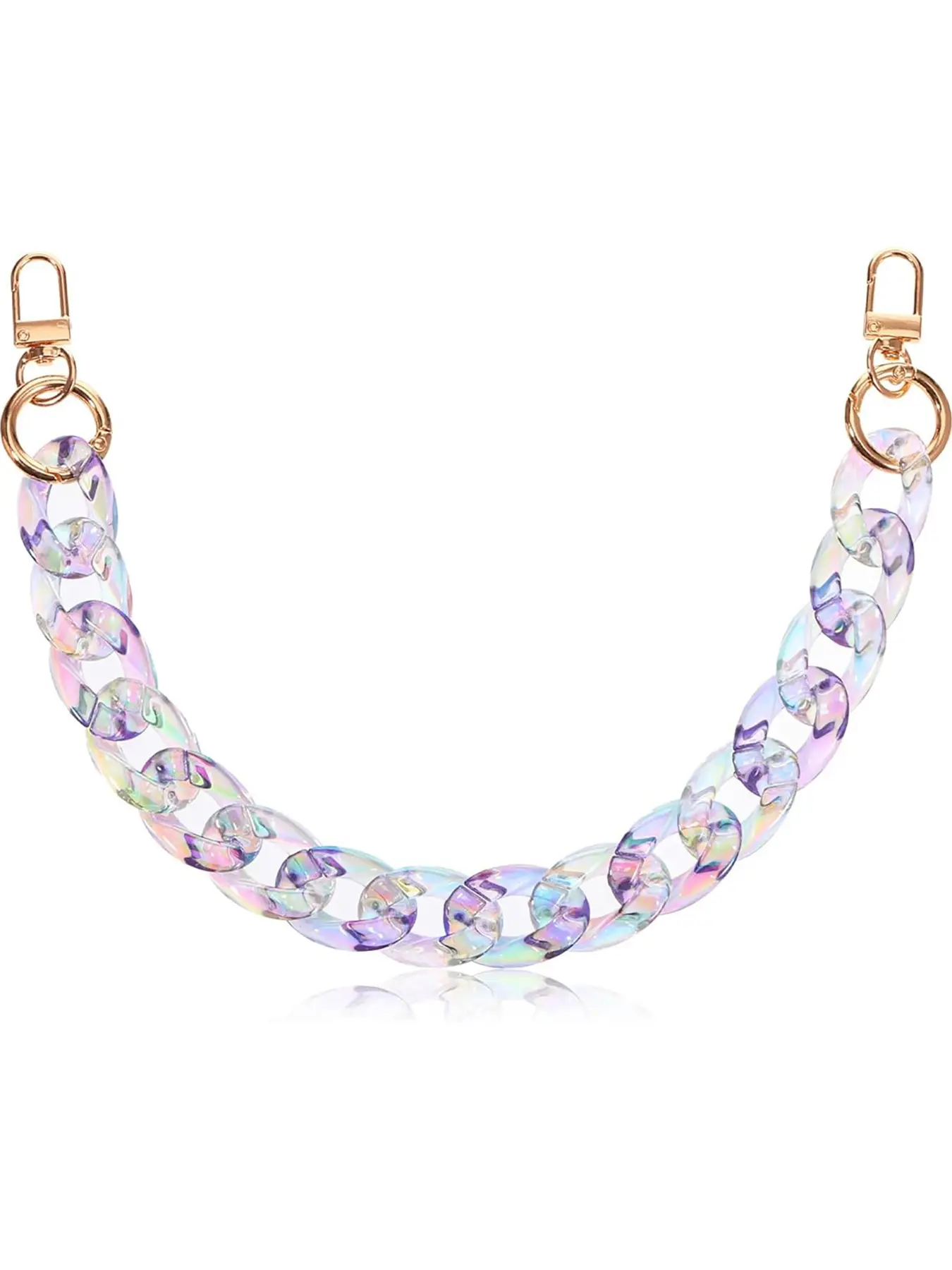 Acrylic Purse Fashion Chain Strap Chain Bag Chain Strap Detachable Purse Extender Chains Handle Replacement Straps Colorful Transparent Decoration Charm DIY Chains Accessories for Handbags Shoulder Bag Crossbody Handbag Accessory Bag Decorative Chain