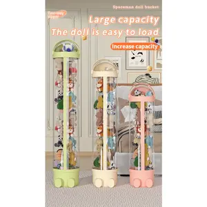 Doll storage bucket, transparent storage tube for plush toys and dolls, storage basket for organizing children's stuffed toys, zipper style