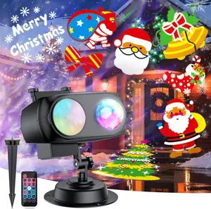 Halloween Christmas Outdoor Projector Lights with 14  Replaceable Slides with Remote Control  Outdoor Indoor Xmas Theme Party Yard Garden Decoration