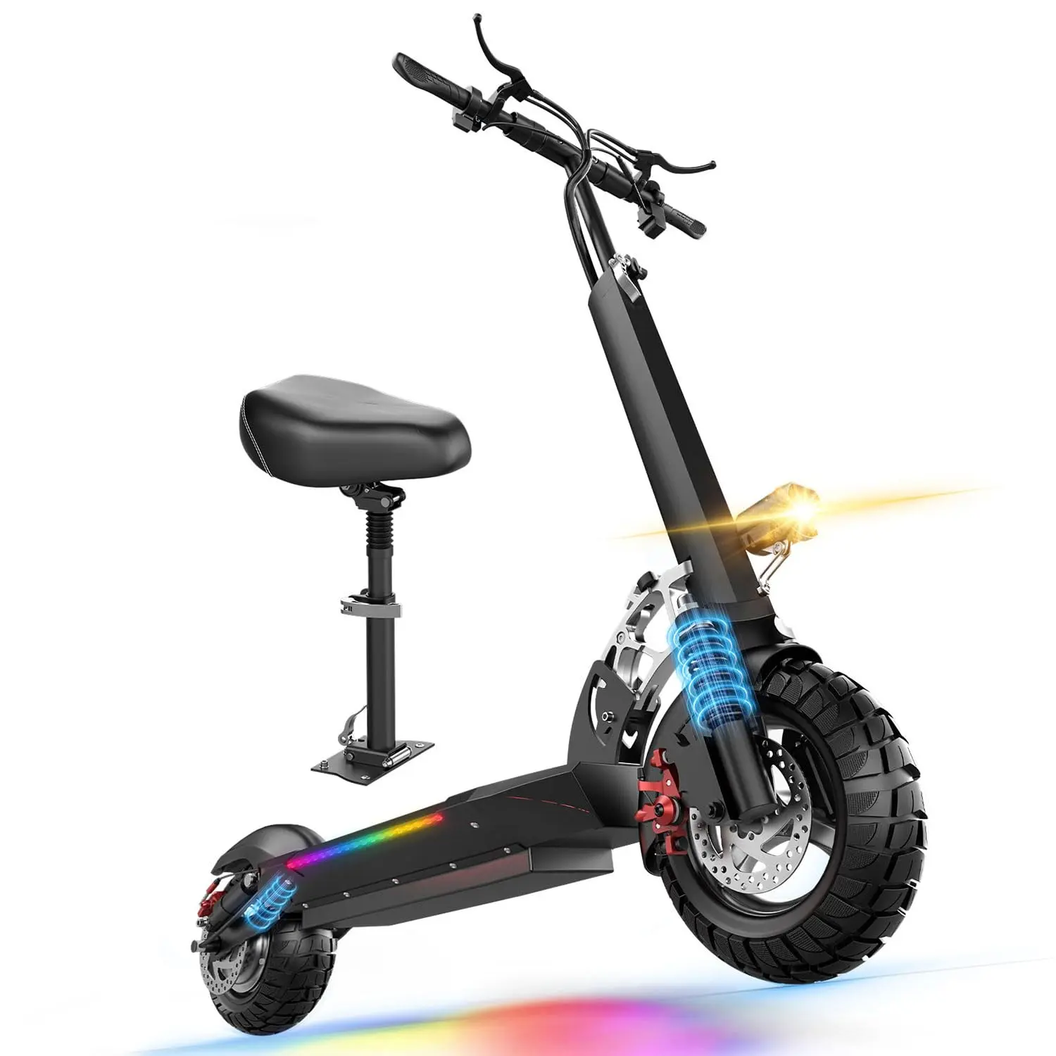 Adult Foldable Commuting Powered Electric Scooter with Seat, 1500W Peak Motor, 26 MPH Speed, 45 Mi Range, 48V 13AH Battery, Dual Suspension, 10" Heavy-Duty Wheels, 300+ lbs Load Capacity, Commuting Scooter, Powered Scooter