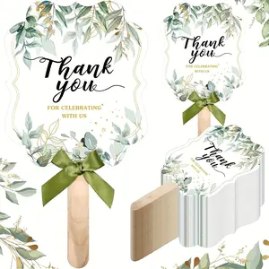 50 piece set, wedding fan, wedding gift, wedding fan set, wooden handle satin ribbon wedding fan, wedding guest baby gift, suitable for bridal dance props, anniversary party gift decoration