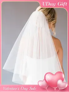 Simple Double Layer Wedding Veil Trailing Veil with Hair Comb Bridal Accessories for Women