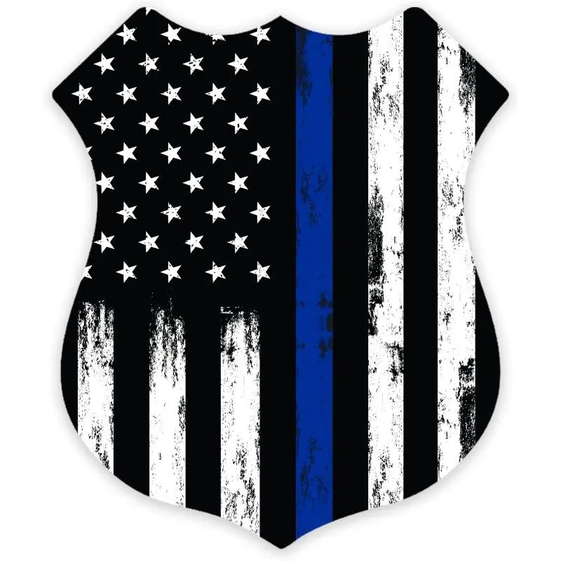 Thin Blue Line Police Badge Pattern Car Sticker, Universal Car Sticker, Car Decals, Waterproof Vinyl Sticker, Sticker For Cars, Decorative Sticker for Car Windows, Doors, Bumpers, Motorcycle Helmets, Windows, Laptops, Refrigerators
