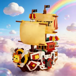 Great Voyage Sun Pirate Ship Building Block Model, Retro Nautical Theme High Fidelity, Educational Stress Relief Puzzle, Desk Decoration Gift