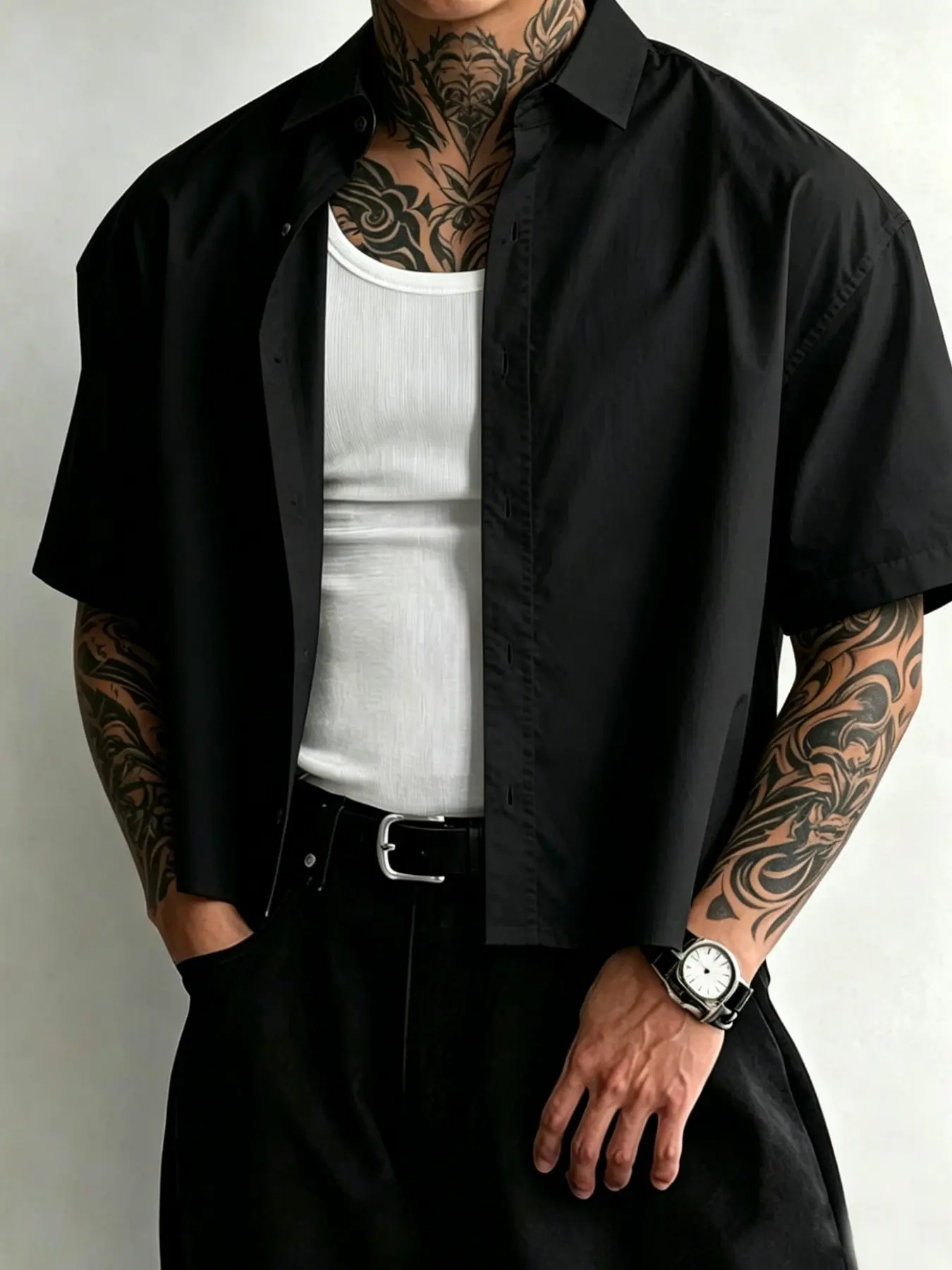 Men's Summer Casual Short Sleeve Button-Down Shirt, Street Style, Versatile Loose-Fit Layering Top, Essential for Daily Commute
