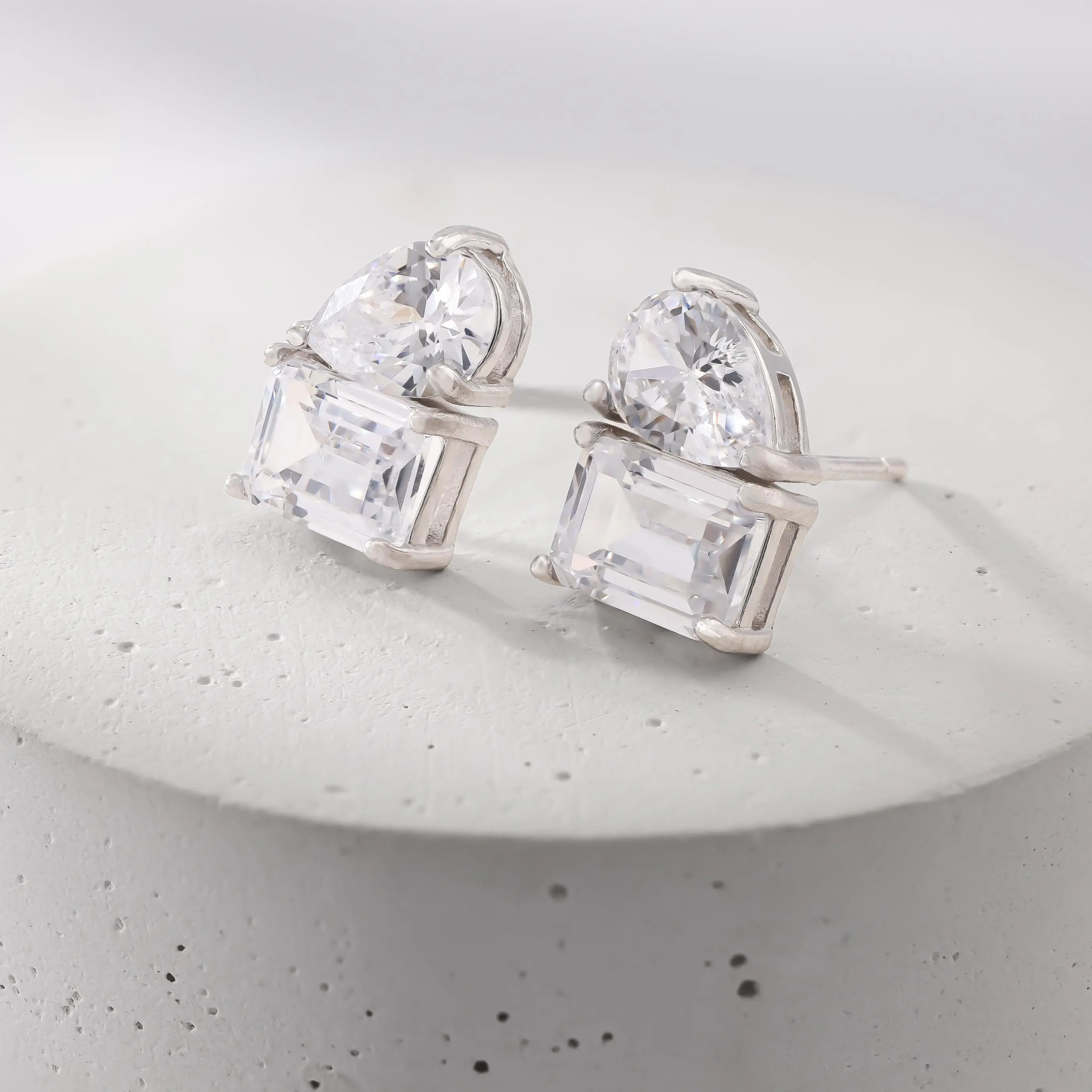 JTV White Cubic Zirconia Rhodium Over Sterling Silver Earrings 5.58ctw