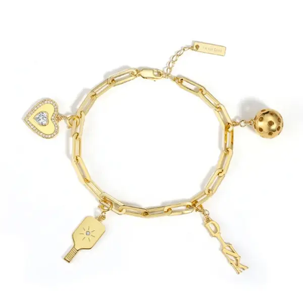 Pickleball Pickle Me Charmed Bracelet Gold