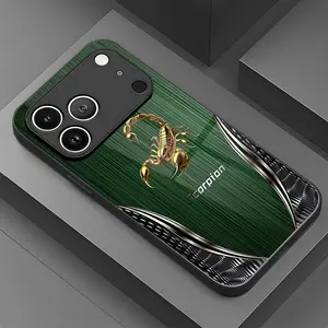 Background Gold Scorpion Pattern Luxury Glass Phone Case for iPhone 17/17 Air/17 Pro/17 Pro Max/16/15/14/13/12/11/x/XR/XS Max/7/8/7p/8p