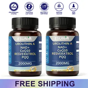 【Pack of 2 Bottles】Urolithin A Supplement with NAD+,CoQ10,Resveratrol,PQQ Supplement for Healthy Aging, Antioxidants and Mitochondrial Support,120 Capsules 30 Servings Healthcare Edible