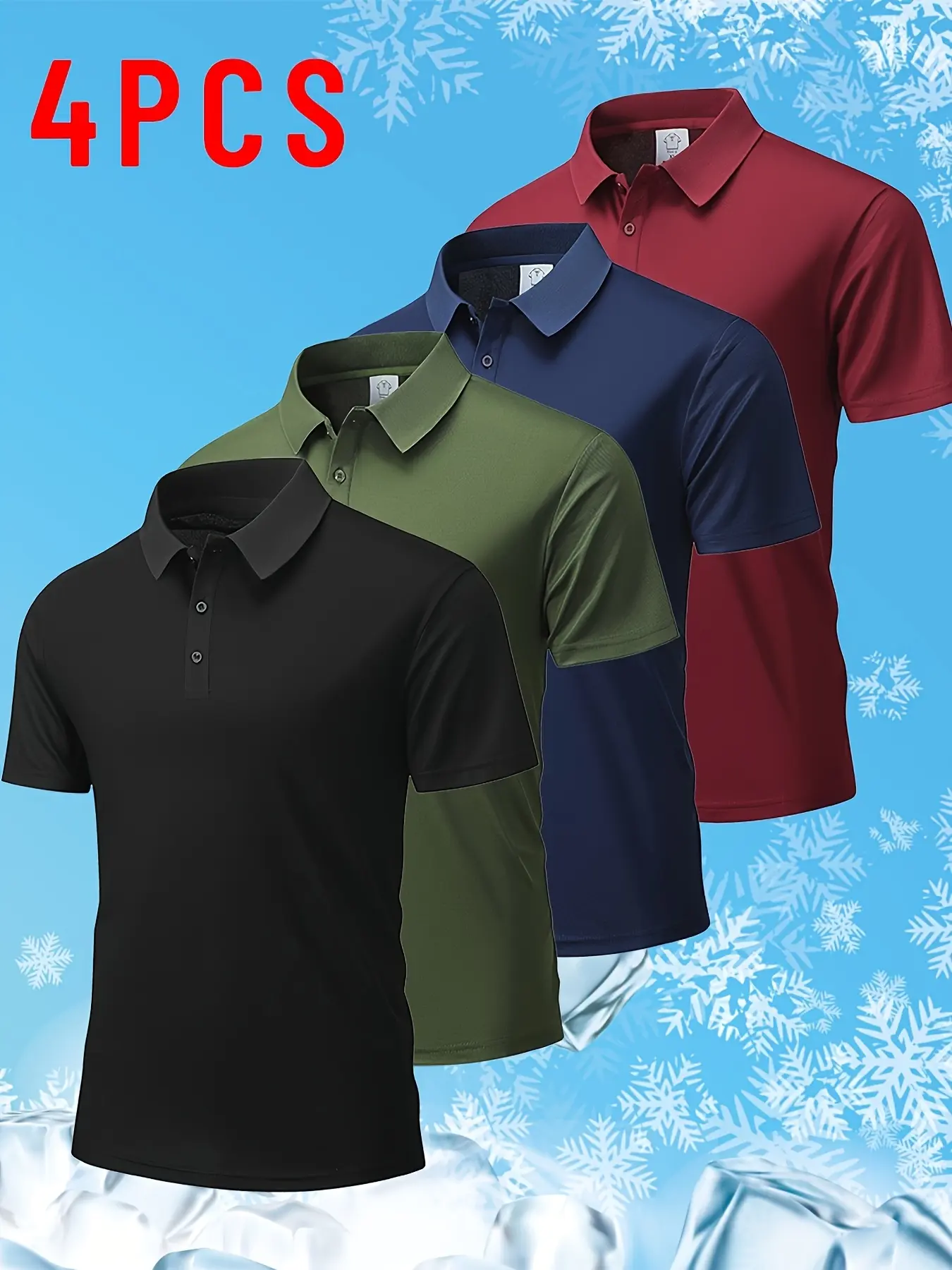 Pack of 4 men’s short-sleeve polo shirts featuring stylish color blocking that can be paired with different outfits for various styles—an essential piece for your summer wardrobe.