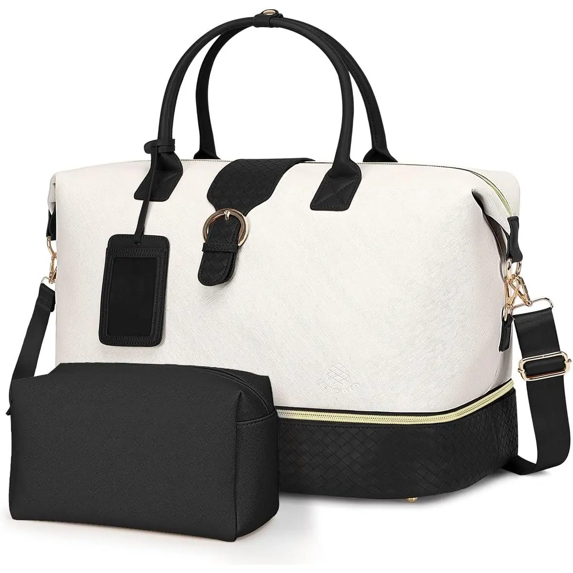 Leather Weekender Bags for Women, Travel Duffel Bag PU Overnight Bag Carry  Tote Bag with Shoe Compartment Wet Pocket
