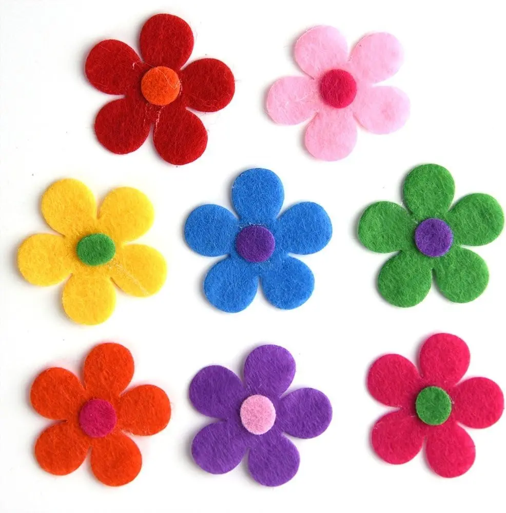 40 Pcs Felt Flowers Fabric Flower Embellishments, Small Craft Flowers Felt Flower Appliques, Colorful Felt Flower Bulk for DIY Crafts Sewing Handcraft Decoration, Clothes Hats Bags Craft Decorations