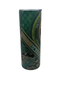 Marine Camo Tumbler Bottle Drinkware Lid Stainless Steel Lightweight Straw