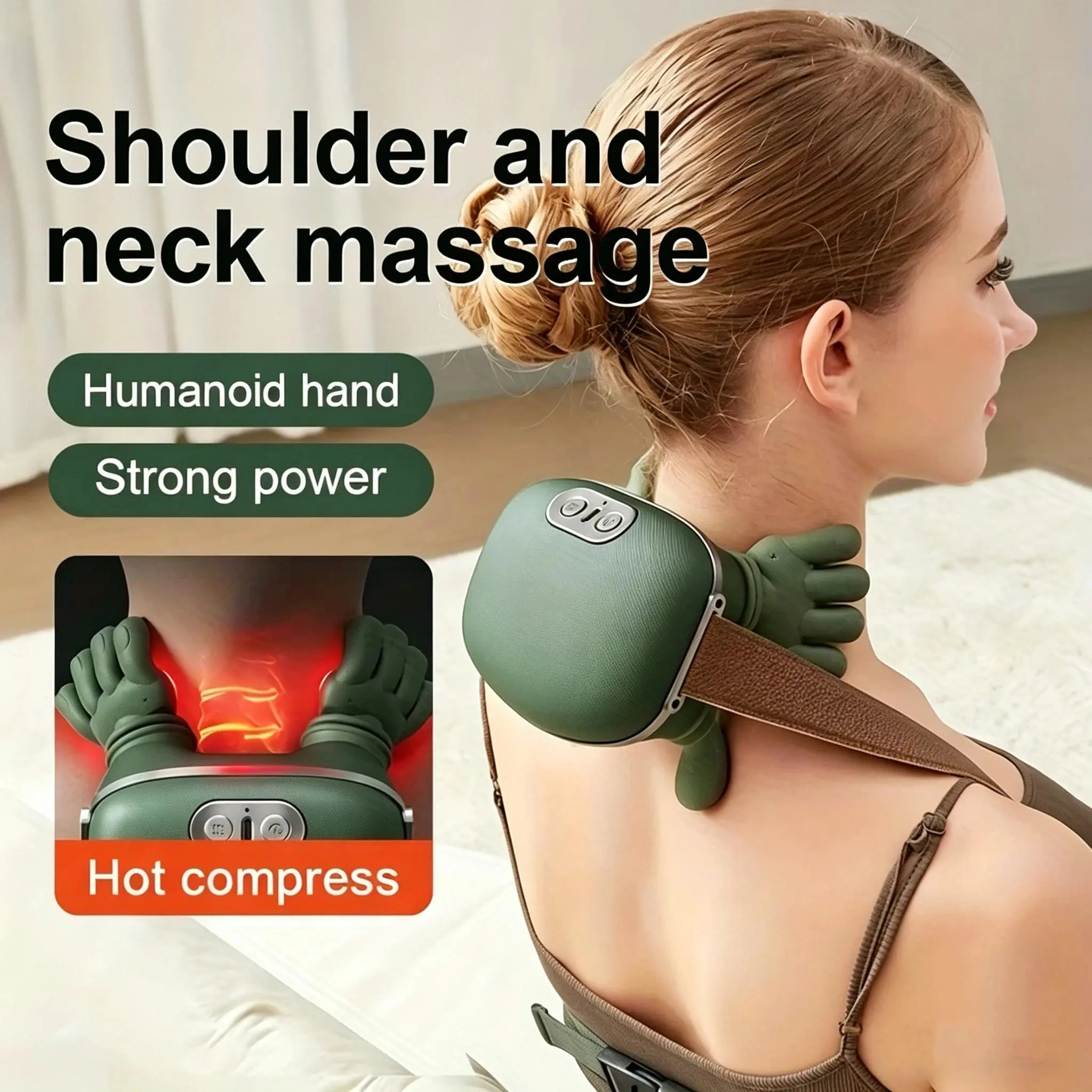Wireless Neck Cervical Trapezius Kneading Massage Shawl 4D Bionic Finger Neck Shoulder Massager Brushless Motor Neck masajeador