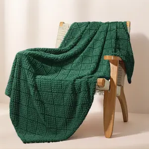 【Summervibes】Whale Flotilla Fuzzy Fleece King Size Blanket for Bed, Soft Fluffy Jacquard Waffle Blankets for All Season, Lightweight and Warm, 90x104 Inch