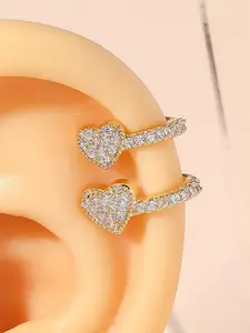 Sparkling Heart Cuff Earrings for Women Cubic Zirconia Clip On Earrings No Piercing, Dainty Love Heart Shaped Non-Pierced Ear Cuffs Trendy Jewelry for Daily Wear, Party, Gift