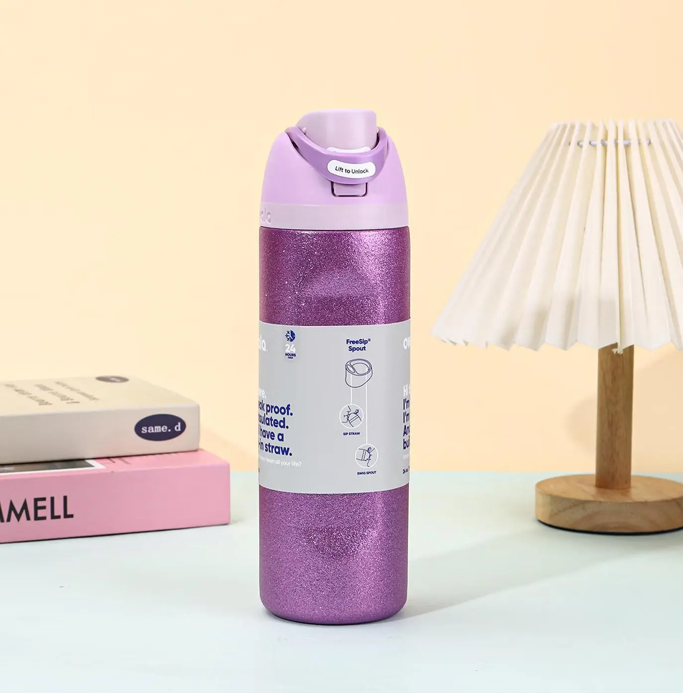 Owala 24oz FreeSip Thermal Flask - Insulated Stainless Steel Portable Double-Drink Water Mug for Adults, Stylish Starry Purple Tumbler with Straw, Large Capacity Sports Flasks with Coldbrew, Smart Novel Design & Ice-Cold Infusion Variants