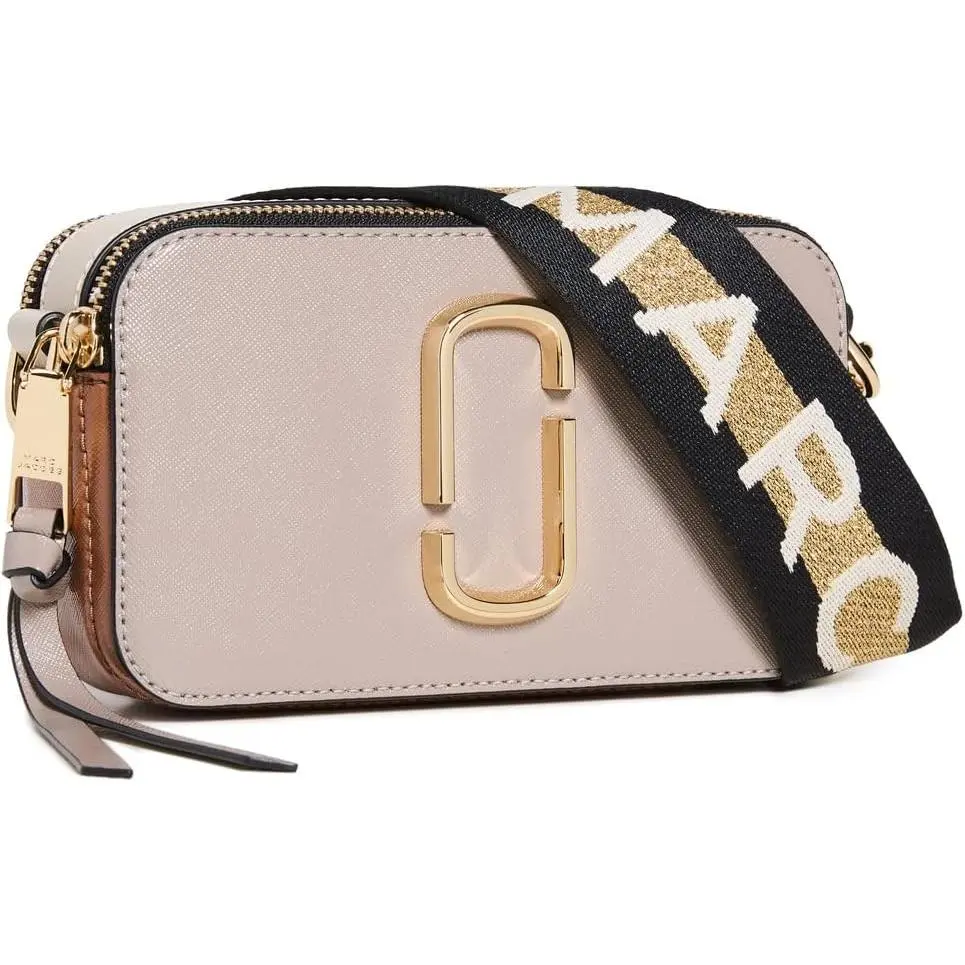 Marc Jacobs The Snapshot Small Camera Bag - Cement Multi M0014146-056, Purses, Camera Shape, Handbag, Zip Closure, Adjustable Strap, Dual Top Zip Compartments