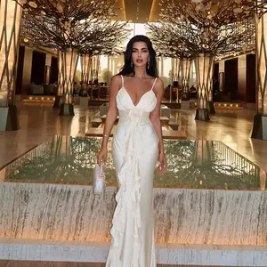 TikTok Viral! Floral Slip Dress - Satin Maxi Dress with Flowing Ribbons, Women's Elegant Evening Gown