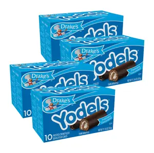 Drake's Yodels, 4 Boxes, 40 Twin Wrapped Chocolate Cake Rolls with Vanilla Creme, Dessert Snack