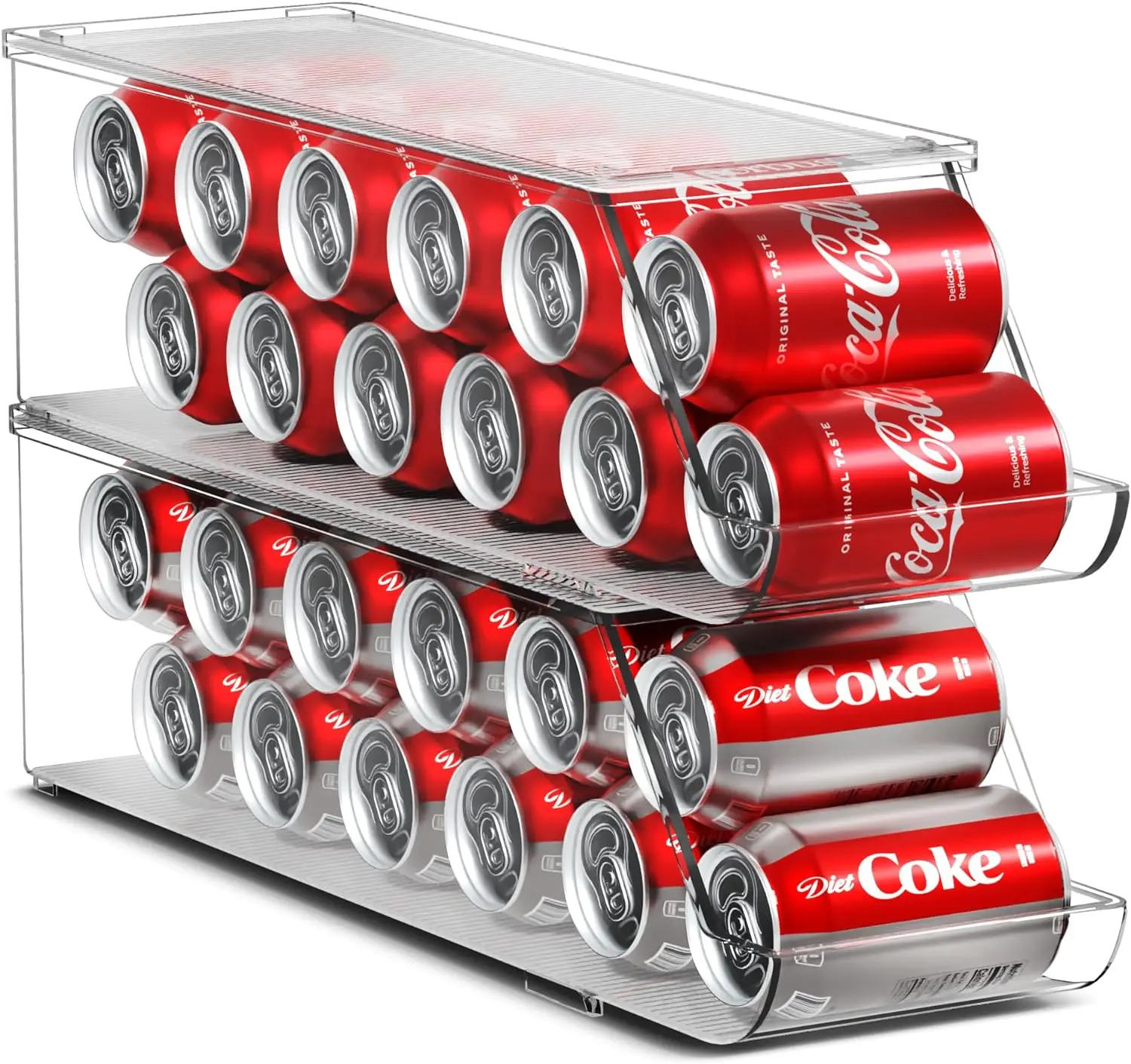 Sorbus Soda Can Organizer for Refrigerator with Lid - BPA-Free, Clear Design, Holds 12 Cans Each (24 Total), Lightweight for Kitchen Racks