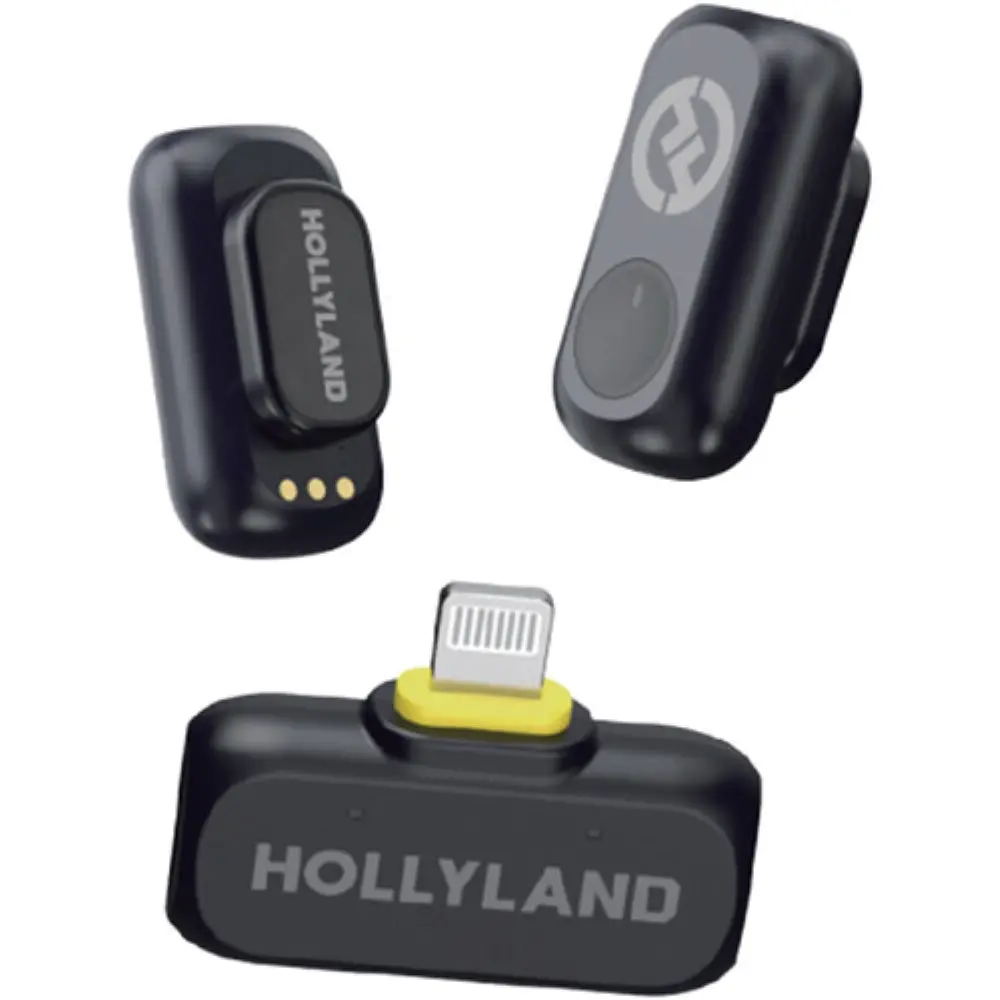 Hollyland LARK A1 Mini Duo 2-Person Wireless Microphone System with Lightning Connector for iOS Devices | Space Gray, 2.4 GHz