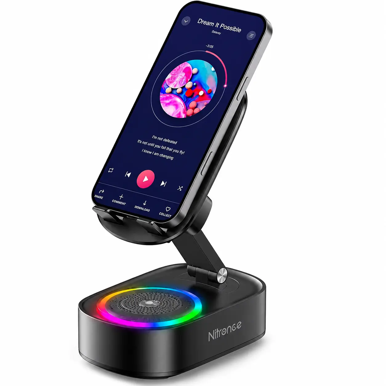Multifunctional Wireless Induction Speaker with Wireless Charging, Foldable Phone Stand Desk Holder for iPhone/iPad/Tablet Devices, Birthday Gift for Men Birthday Wireless Cellphone Smartphone Mount