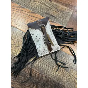 Silver Acid Wash Cowhide Rear Cinch Saddle Bag