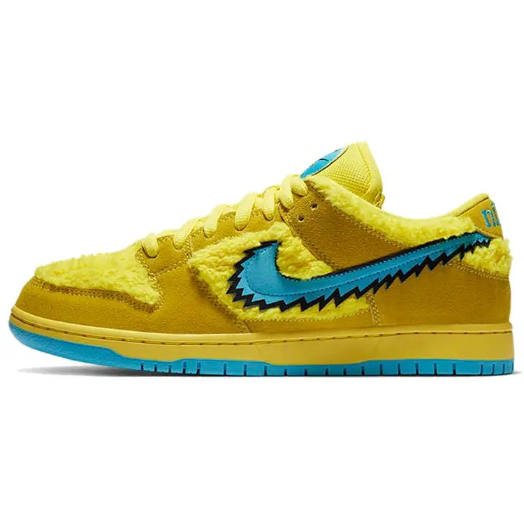 Nike X Grateful Dead SB Dunk Low Yellow Bear Lace-Up Low Profile Casual Trainers, Unisex Casual Wear Shoes, CJ5378-700