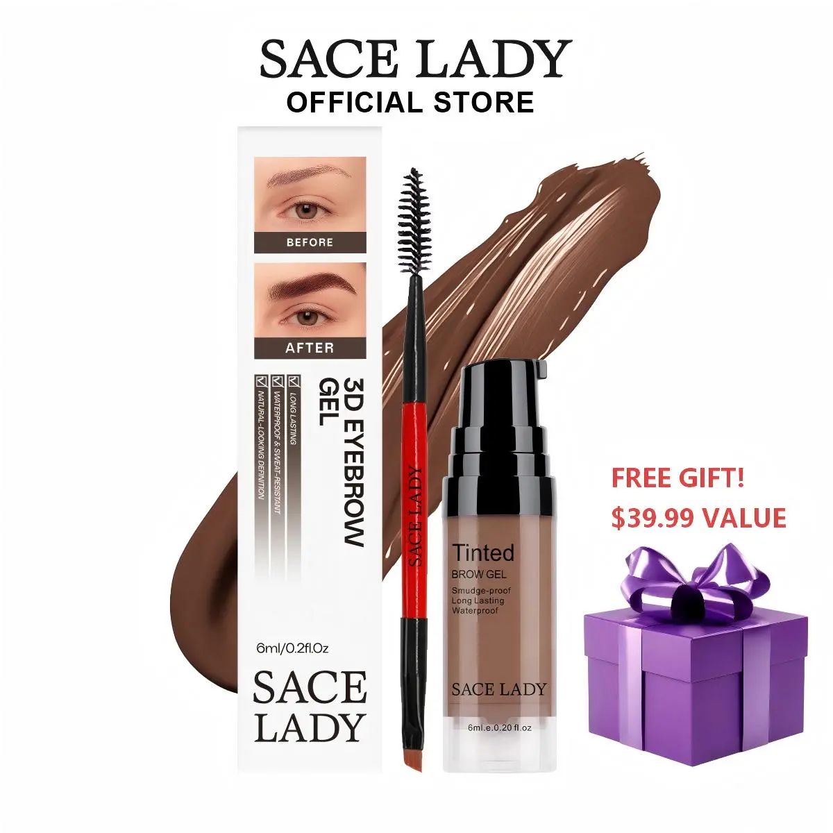 SACE LADY Long Lasting Eyebrow Gel Waterproof Pigemented Tinted Eye Brow Cream Makeup Kit SummerFinds,back to school