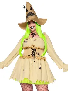 Leg Avenue Plus Bugged Out Baddie Oogie Costume - Womenswear Halloween Dress with Hat, Lace Details, and Spider Design