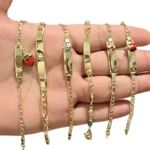 14K Gold Plated Kids Bracelet- Tag ID (Engraved Leave the name on the comments)