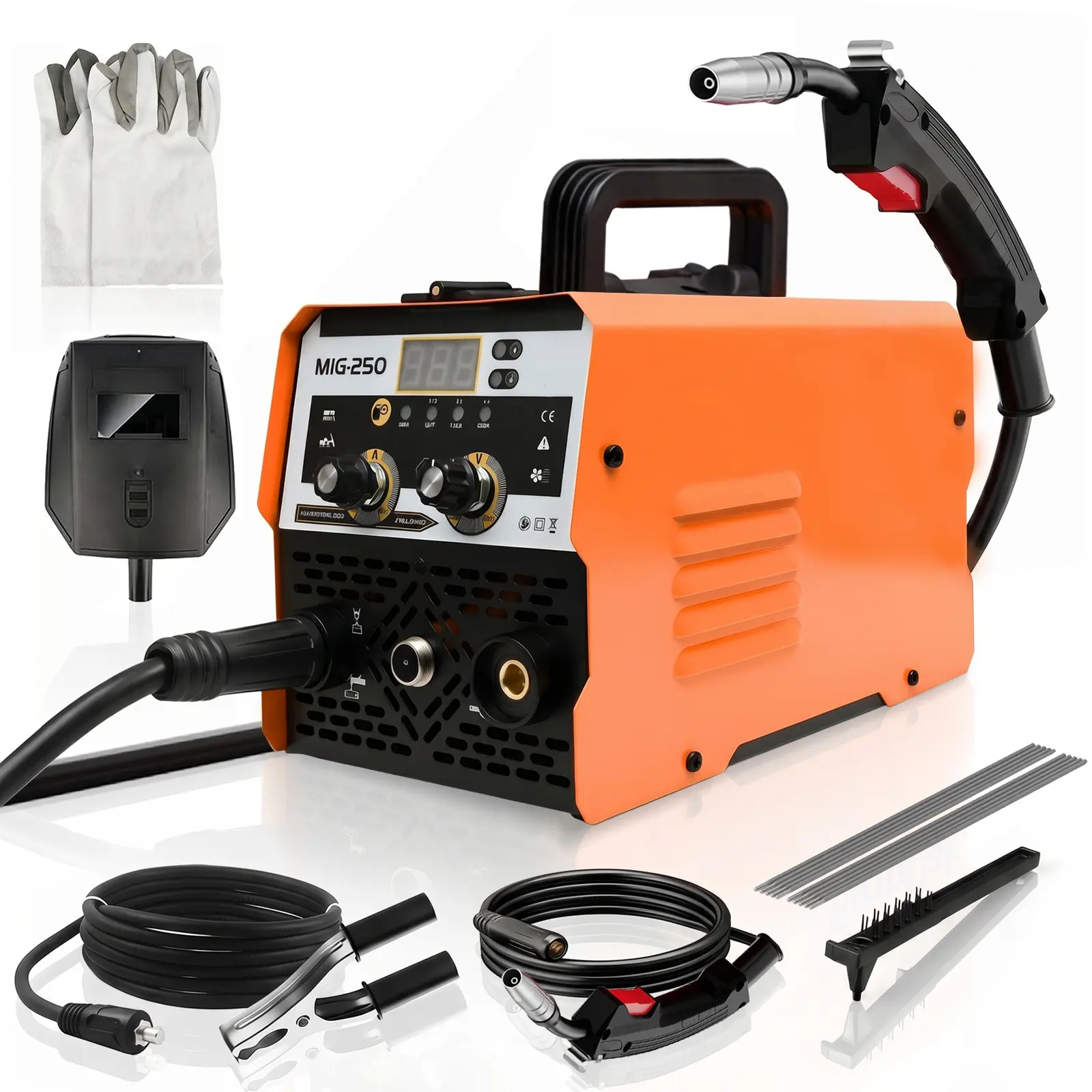 145A 3-in-1 Multiprocess Portable Welder, 110V Input Machine with FLUX MIG/Lift TIG/ARC Capabilities, LCD Display, for Stainless Steel, Carbon Steel, mig welding machines, Portable Welders