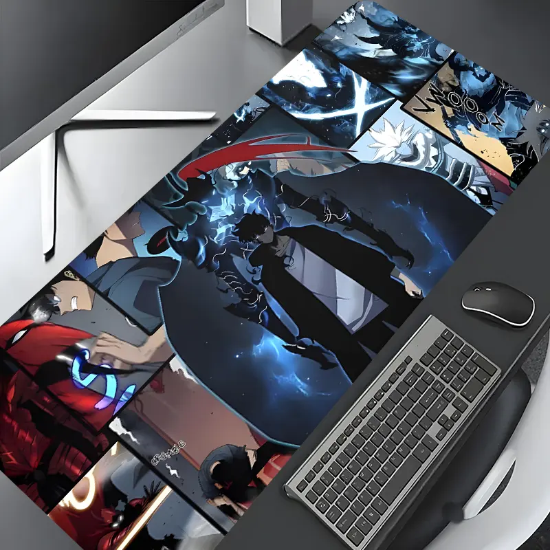Epic Anime Collage Desk Pad - Manga Panel Hero Design for Otaku Fans Extra Large Gaming Mouse Pad, Mouse Pads for Desk, Desk Decoration and Protective Mat, Rubber Non-Slip Edge, Perfect for Laptops and Desktops for Kids and Adults