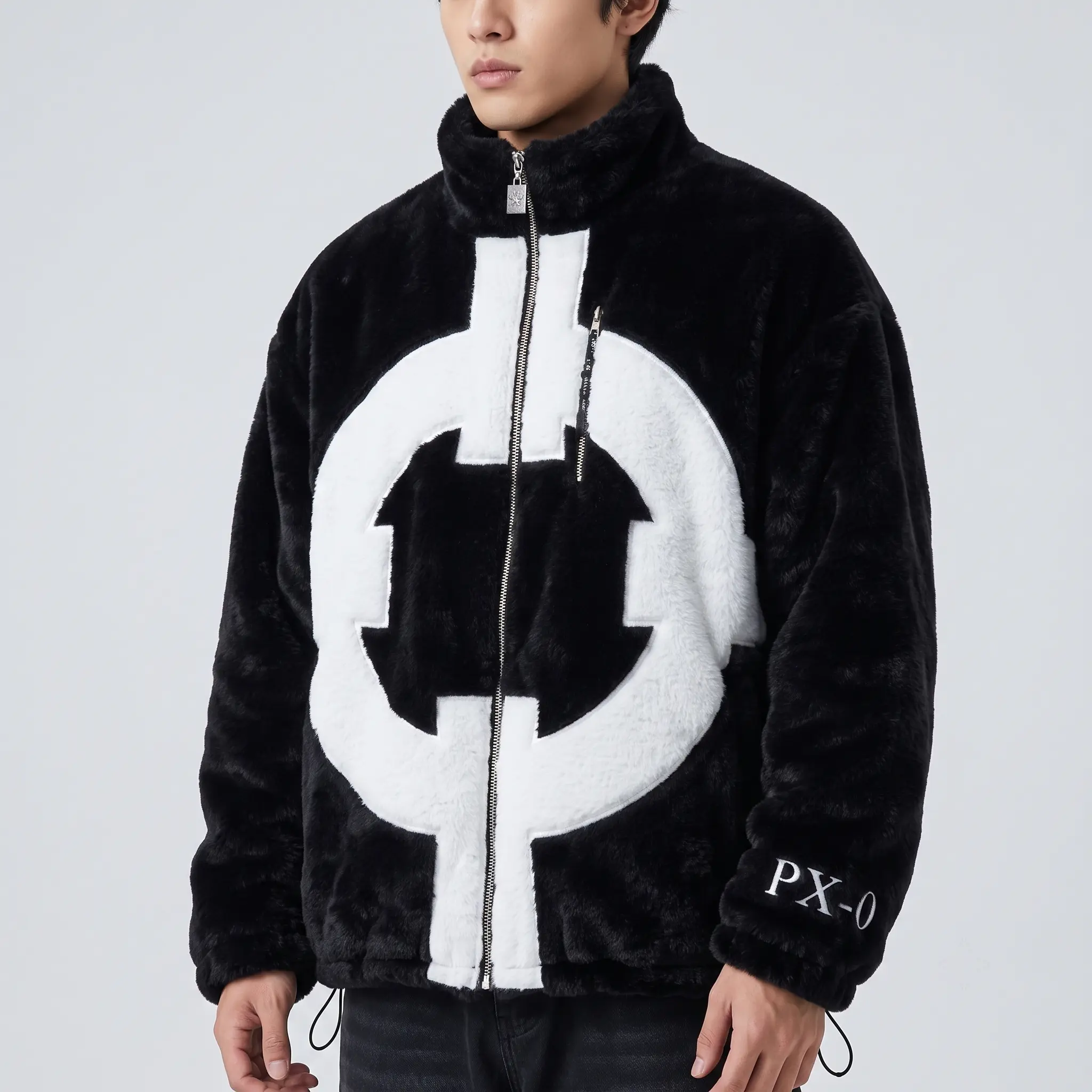 Anime Kuma PX-0 Fitted Long-Sleeve Winter Coat, Menswear Top with Unique Paw Print Design for Cozy, Soft, Stylish Wear