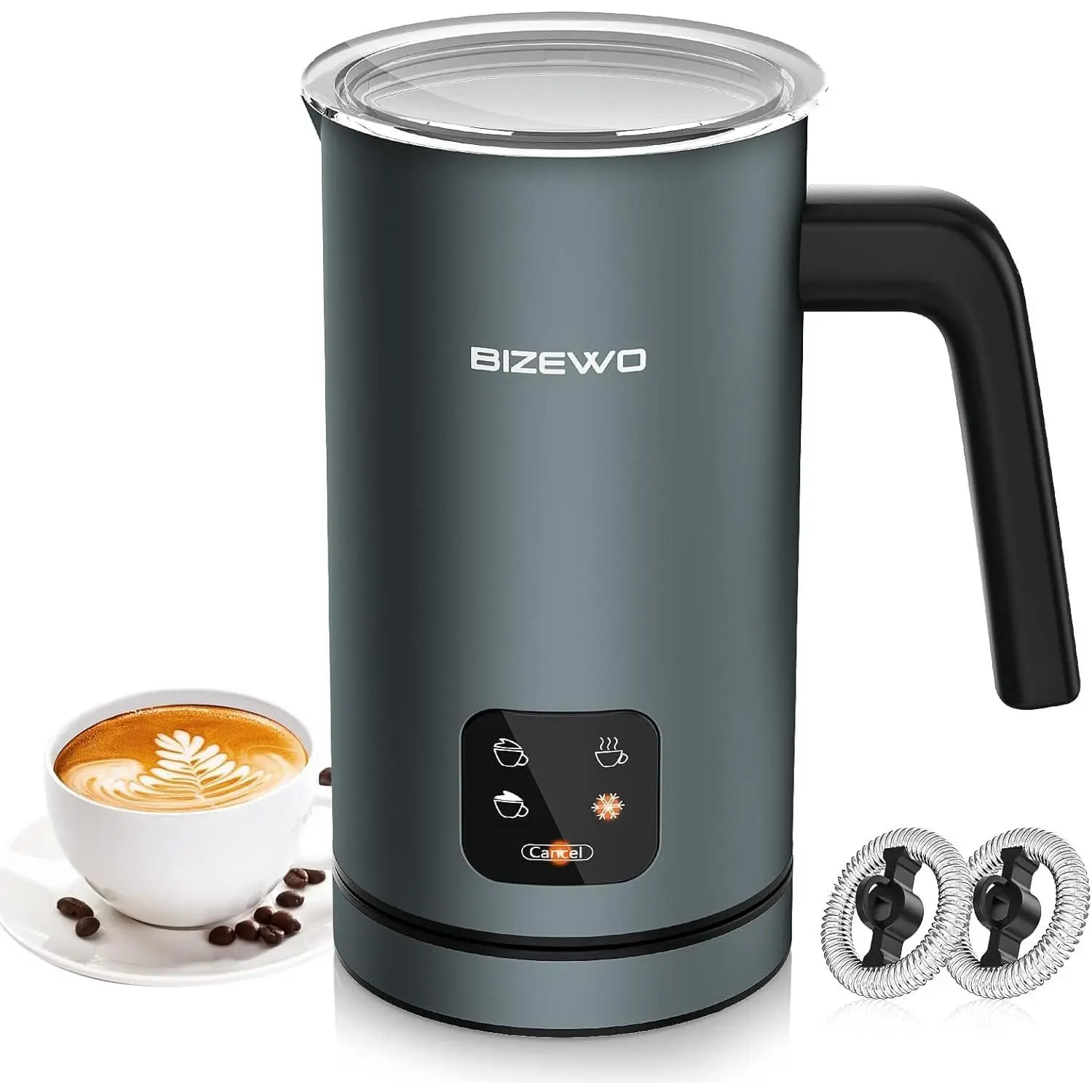 Electric Milk Frother, Warm and Cold Milk Steamer, 4 IN 1 Automatic Milk Warmer Stainless Steel with Touch Screen for Coffee, Latte, Macchiato, Cappuccino, Hot Chocolate