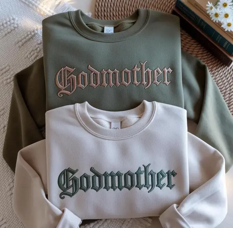 [Made in US] Embroidered Godmother Sweatshirt T-shirt Hoodie, Mother's Day Gift