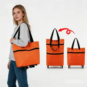 Large Foldable Wheeled Shopping Tote | Reusable, Waterproof & Eco-Friendly | Heavy-Duty Rolling Cart Bag Perfect for Groceries, Camping & Daily Use