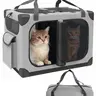 Extra Large Fabric Animal Carrier for 2 Large Cats - 24"x17"x17" Foldable Portable Travel Crate, Removable Divider, Easy Storage Tote, Adjustable Safety Straps, Sturdy Metal Zipper for Road Trips, Home Use